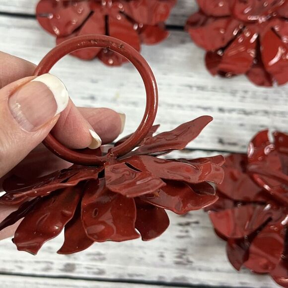 6 Pier 1 Metal Floral Sunflower Napkin Ring Holders Summer Fall Autumn Harvest - Picture 5 of 6